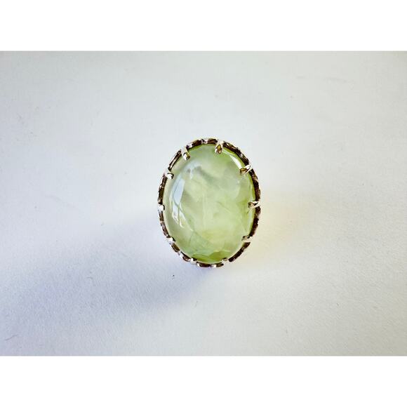 Prehnite Cabochon Handmade Sterling 925 Silver Gemstone RIng 5.5 - 5.75 - Picture 2 of 7